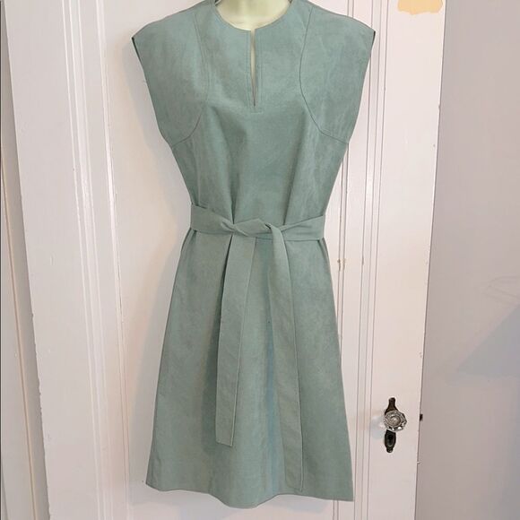 Vintage early 70s Abe Schrader Mint Green Ultra Suede Sleeveless Dress - Picture 1 of 8
